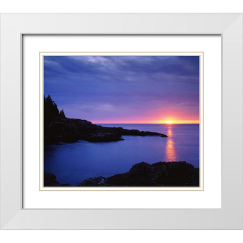 Maine Acadia NP Sunrise over the Atlantic White Modern Wood Framed Art Print with Double Matting by Talbot Frank, Christopher