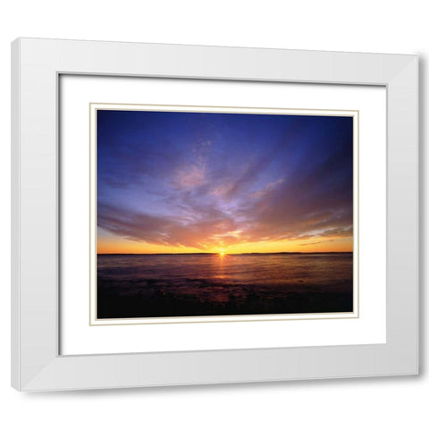 USA, Maine Atlantic Ocean Sunrise White Modern Wood Framed Art Print with Double Matting by Talbot Frank, Christopher