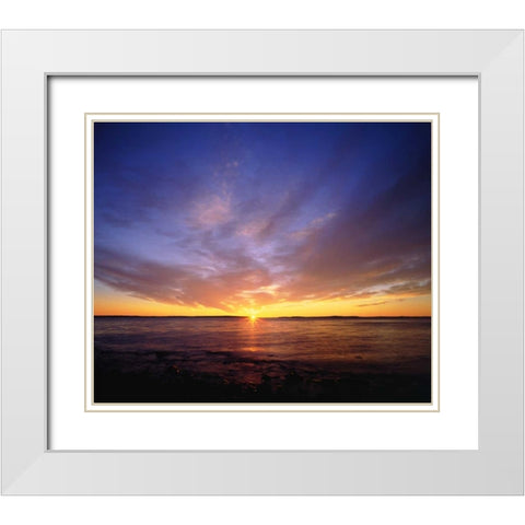 USA, Maine Atlantic Ocean Sunrise White Modern Wood Framed Art Print with Double Matting by Talbot Frank, Christopher