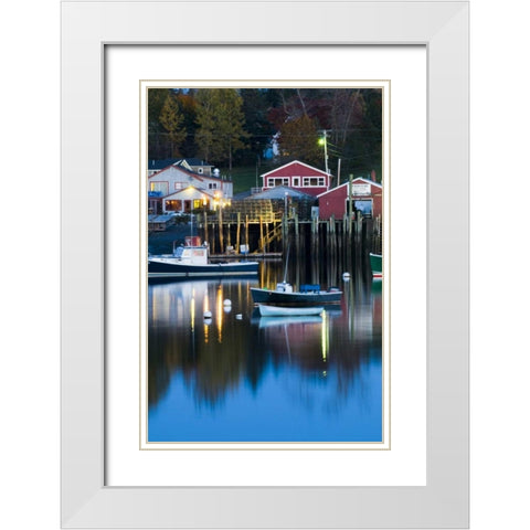 ME, Mount Desert Bernard Harbor reflections White Modern Wood Framed Art Print with Double Matting by Rotenberg, Nancy