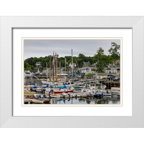 Boats in harbor in Camden-Maine-USA White Modern Wood Framed Art Print with Double Matting by Haney, Chuck
