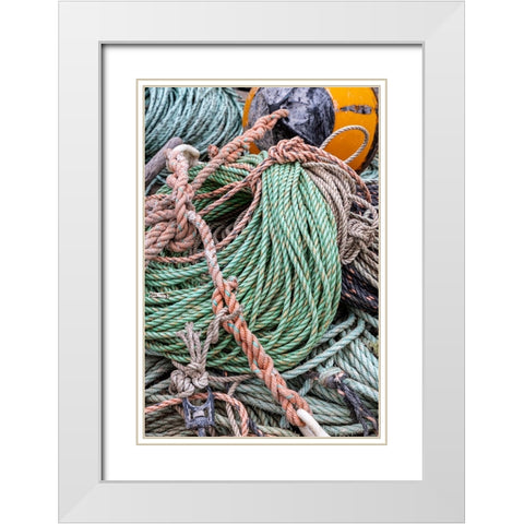 Lobster rope in Bernard-Maine-USA White Modern Wood Framed Art Print with Double Matting by Haney, Chuck