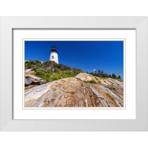 Pemaquid Point Lighthouse near Bristol-Maine-USA White Modern Wood Framed Art Print with Double Matting by Haney, Chuck