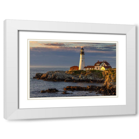Portland Head Lighthouse in Portland-Maine-USA White Modern Wood Framed Art Print with Double Matting by Haney, Chuck