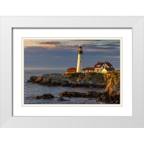 Portland Head Lighthouse in Portland-Maine-USA White Modern Wood Framed Art Print with Double Matting by Haney, Chuck