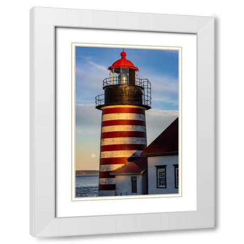West Quoddy Head Lighthouse is easternmost point in USA near Lubec-Maine-USA White Modern Wood Framed Art Print with Double Matting by Haney, Chuck