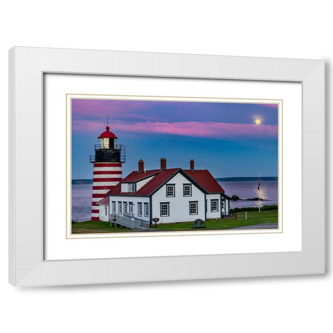 West Quoddy Head Lighthouse is the easternmost point in USA near Lubec-Maine-USA White Modern Wood Framed Art Print with Double Matting by Haney, Chuck