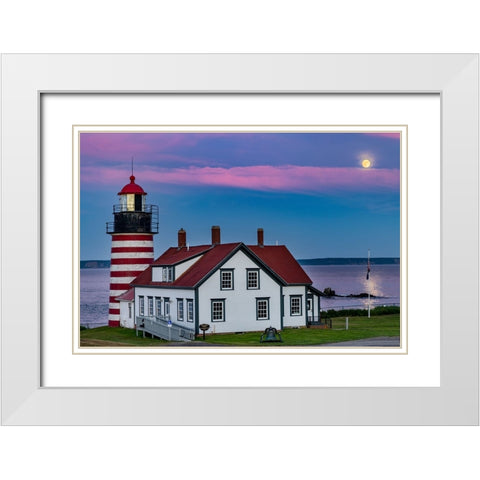 West Quoddy Head Lighthouse is the easternmost point in USA near Lubec-Maine-USA White Modern Wood Framed Art Print with Double Matting by Haney, Chuck