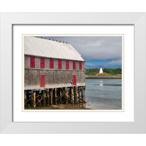 Maine-Lubec Mulholland Point Lighthouse as seen from the town of Lubec-Maine White Modern Wood Framed Art Print with Double Matting by Eggers, Julie
