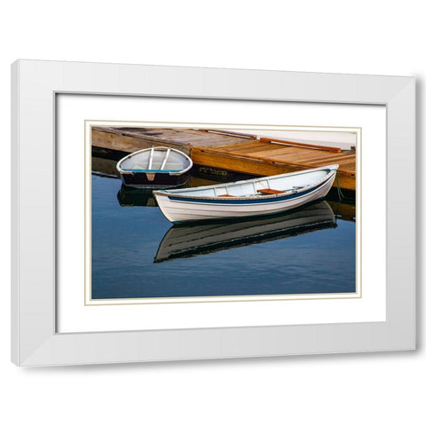 USA-New England-Maine-Mt-Desert-Southwest Harbor with wooden boats White Modern Wood Framed Art Print with Double Matting by Gulin, Sylvia