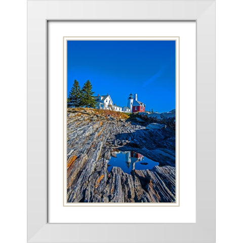 USA-New England-Maine-Pemaquid Point Lighthouse White Modern Wood Framed Art Print with Double Matting by Gulin, Sylvia