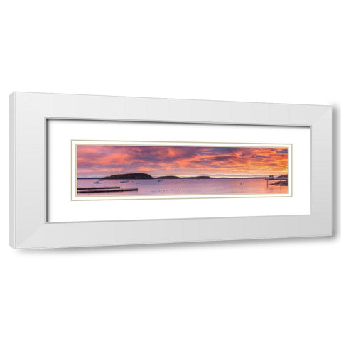 Maine-Mt Desert Island-Bar Harbor-view of Frenchman Bay-autumn-sunrise White Modern Wood Framed Art Print with Double Matting by Bibikow, Walter