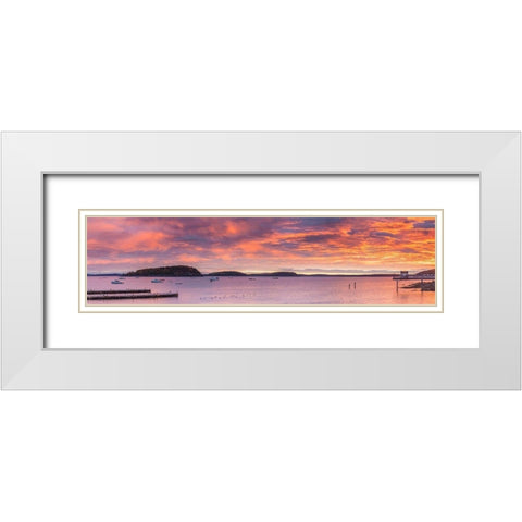 Maine-Mt Desert Island-Bar Harbor-view of Frenchman Bay-autumn-sunrise White Modern Wood Framed Art Print with Double Matting by Bibikow, Walter