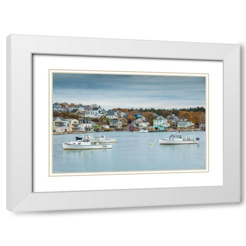 Maine-Stonington-Stonington Harbor-autumn White Modern Wood Framed Art Print with Double Matting by Bibikow, Walter