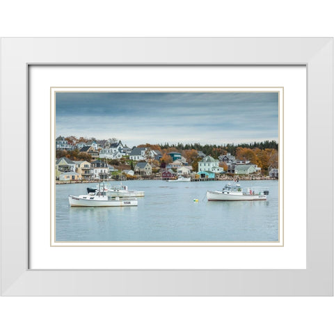 Maine-Stonington-Stonington Harbor-autumn White Modern Wood Framed Art Print with Double Matting by Bibikow, Walter