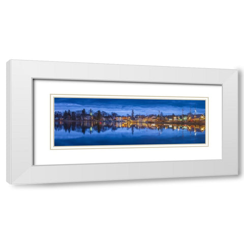 Maine-Kennebunkport-village reflection-winter-dusk White Modern Wood Framed Art Print with Double Matting by Bibikow, Walter