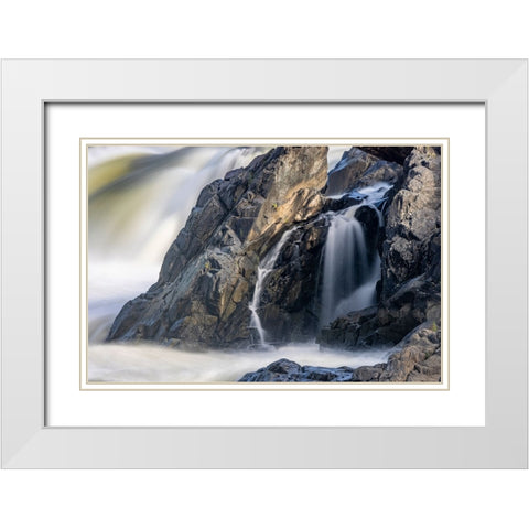 Usa-Maryland Great Falls Overlook-Potomac River-Long Exposure of the Water of the Potomac White Modern Wood Framed Art Print with Double Matting by Looney, Hollice