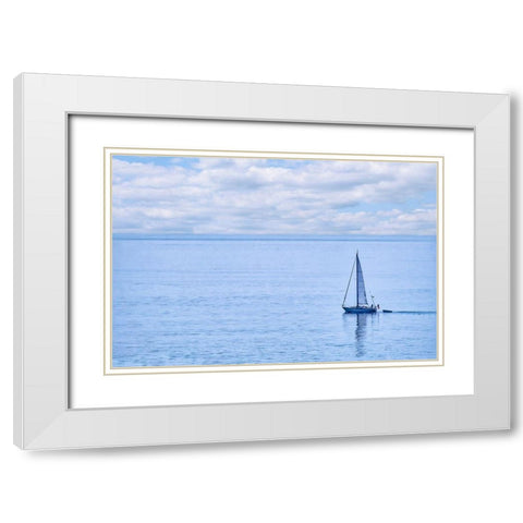 Sailboat on Nahant Bay-Massachusetts White Modern Wood Framed Art Print with Double Matting by Engelbrecht, Lisa S.