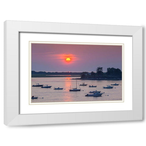 New England-Massachusetts-Ipswich-sunrise over Great Neck White Modern Wood Framed Art Print with Double Matting by Bibikow, Walter