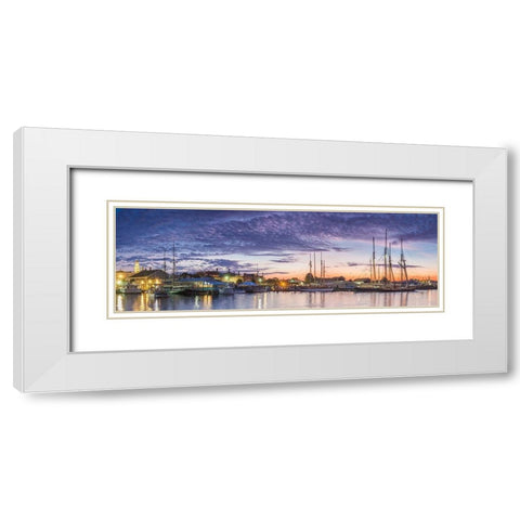 New England-Massachusetts-Cape Ann-Gloucester-Gloucester Schooner Festival-schooners at dawn White Modern Wood Framed Art Print with Double Matting by Bibikow, Walter