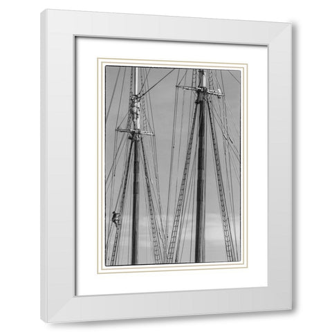 New England-Massachusetts-Cape Ann-Gloucester-Gloucester Schooner Festival-schooner masts White Modern Wood Framed Art Print with Double Matting by Bibikow, Walter