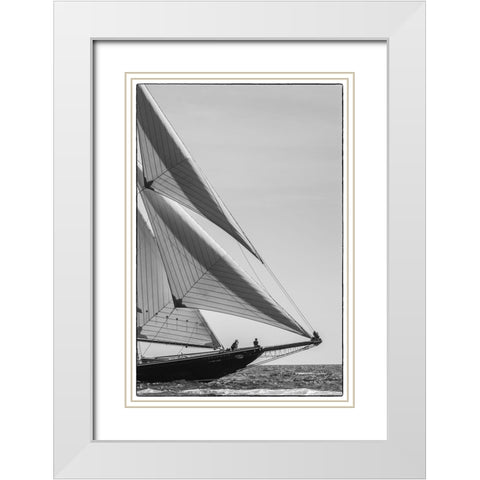 New England-Massachusetts-Cape Ann-Gloucester-Gloucester Schooner Festival-schooner parade of sail White Modern Wood Framed Art Print with Double Matting by Bibikow, Walter