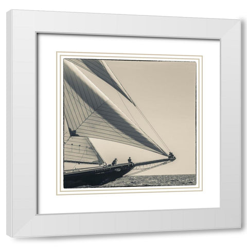 New England-Massachusetts-Cape Ann-Gloucester-Gloucester Schooner Festival-schooner parade of sail White Modern Wood Framed Art Print with Double Matting by Bibikow, Walter