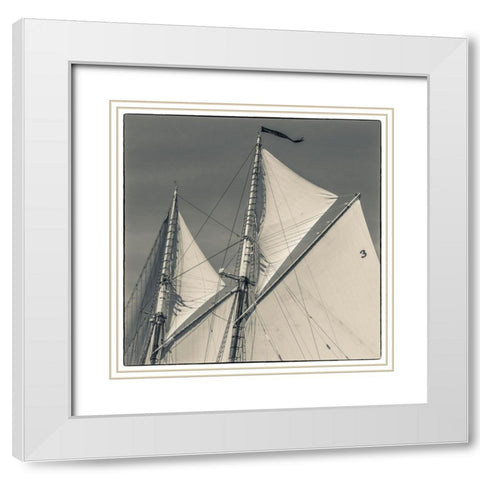New England-Massachusetts-Cape Ann-Gloucester-Gloucester Schooner Festival-schooner sails White Modern Wood Framed Art Print with Double Matting by Bibikow, Walter