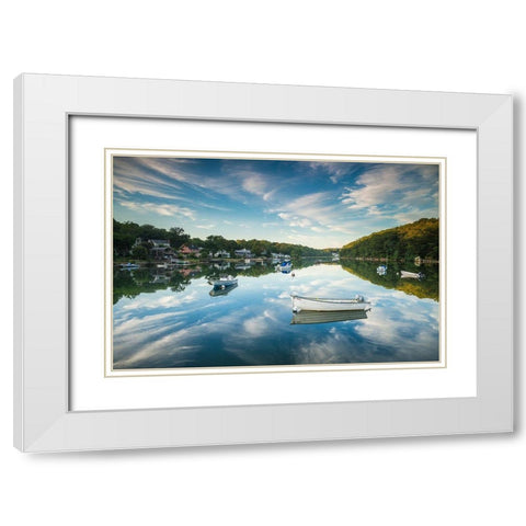 New England-Massachusetts-Cape Ann-Gloucester-Annisquam-Lobster Cove-reflections White Modern Wood Framed Art Print with Double Matting by Bibikow, Walter