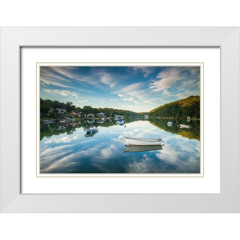 New England-Massachusetts-Cape Ann-Gloucester-Annisquam-Lobster Cove-reflections White Modern Wood Framed Art Print with Double Matting by Bibikow, Walter
