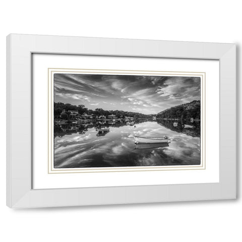 New England-Massachusetts-Cape Ann-Gloucester-Annisquam-Lobster Cove-reflections White Modern Wood Framed Art Print with Double Matting by Bibikow, Walter
