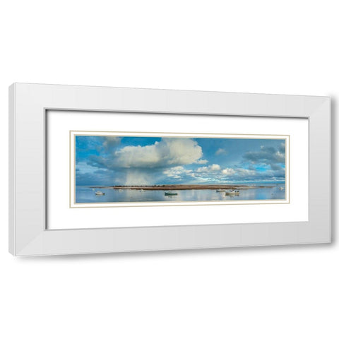 New England-Massachusetts-Cape Cod-Chatham-Chatham Harbor-dusk White Modern Wood Framed Art Print with Double Matting by Bibikow, Walter