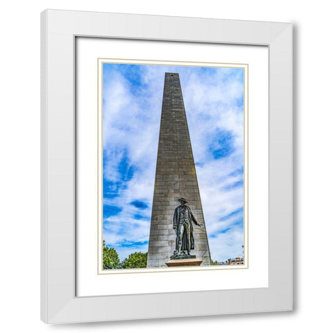 William Prescott Statue-Bunker Hill Battle Monument-Charlestown-Boston-Massachusetts-Site of June 1 White Modern Wood Framed Art Print with Double Matting by Perry, William