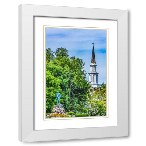 Lexington Minute Man Patriot Statue-Massachusetts-Site of April 19-1775 first battle of American Re White Modern Wood Framed Art Print with Double Matting by Perry, William