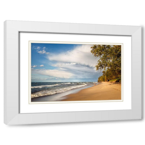 USA-Michigan-Munising Receding storm clouds at Pictured Rocks National Lakeshore White Modern Wood Framed Art Print with Double Matting by Collins, Ann