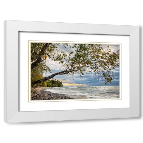 USA-Michigan Storm clouds over Pictured Rocks National Lakeshore White Modern Wood Framed Art Print with Double Matting by Collins, Ann