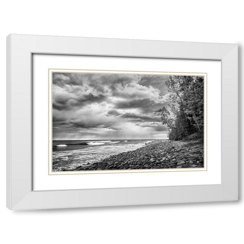 USA-Michigan-Munising Receding storm clouds at Pictured Rocks National Lakeshore White Modern Wood Framed Art Print with Double Matting by Collins, Ann