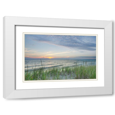 Ludington State Park-Michigan Sunset on the eastern shore of Lake-Michigan White Modern Wood Framed Art Print with Double Matting by Majchrowicz, Alan