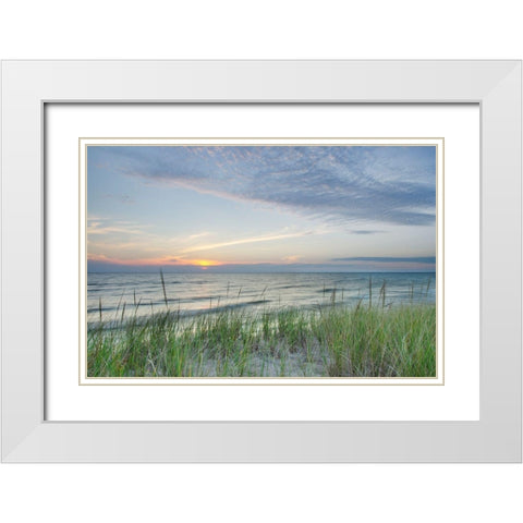 Ludington State Park-Michigan Sunset on the eastern shore of Lake-Michigan White Modern Wood Framed Art Print with Double Matting by Majchrowicz, Alan