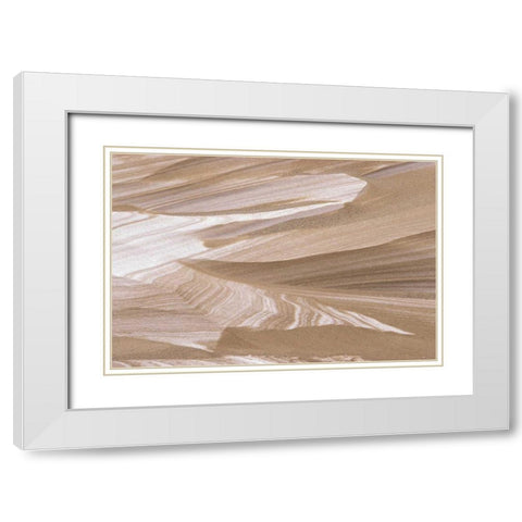 MI, Sand dune dusted with winter snowfall White Modern Wood Framed Art Print with Double Matting by Carlson, Mark