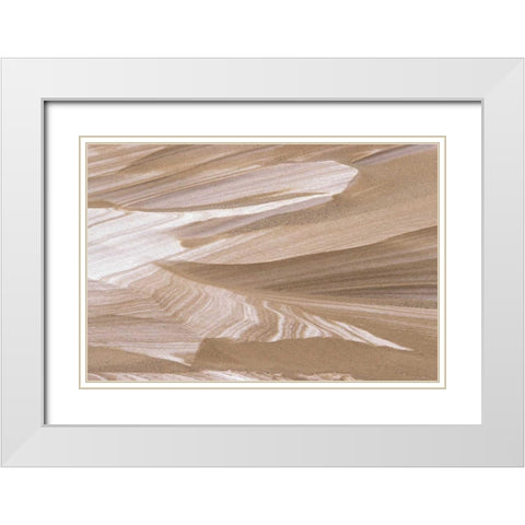 MI, Sand dune dusted with winter snowfall White Modern Wood Framed Art Print with Double Matting by Carlson, Mark