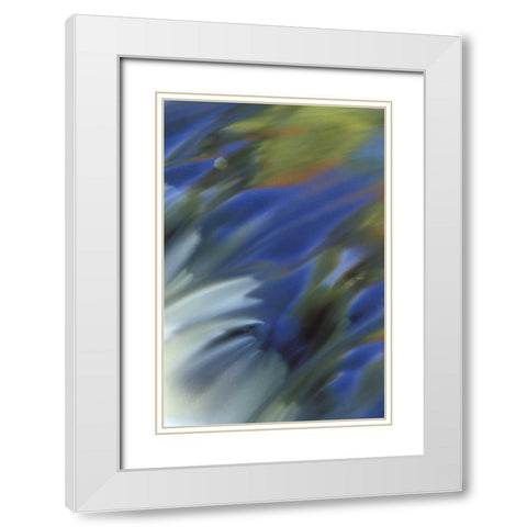 MI, Cascading river water reflecting sky in fall White Modern Wood Framed Art Print with Double Matting by Carlson, Mark