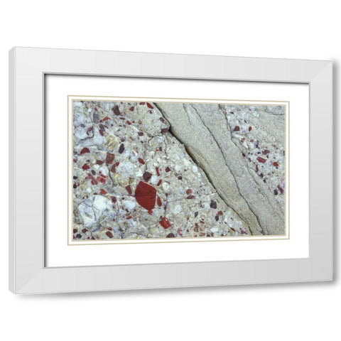 MI, Drummond Island, Close up of patterns in rock White Modern Wood Framed Art Print with Double Matting by Carlson, Mark