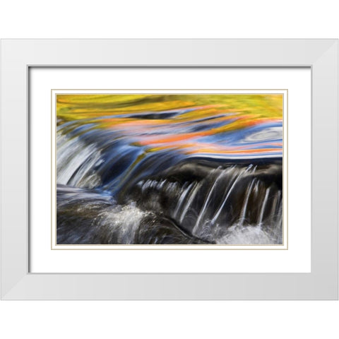 Michigan Fall reflections at Bond Falls White Modern Wood Framed Art Print with Double Matting by Rotenberg, Nancy