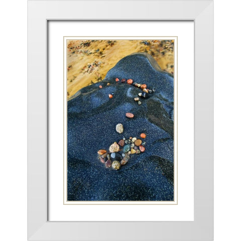 Michigan Lake Superior rocks on beach White Modern Wood Framed Art Print with Double Matting by Rotenberg, Nancy