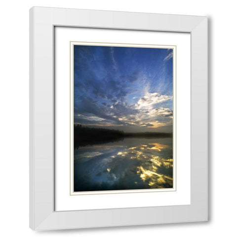 Michigan Sunrise sky reflected in Petes Lake White Modern Wood Framed Art Print with Double Matting by Rotenberg, Nancy