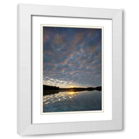 Michigan Sunrise at Petes Lake in autumn White Modern Wood Framed Art Print with Double Matting by Rotenberg, Nancy