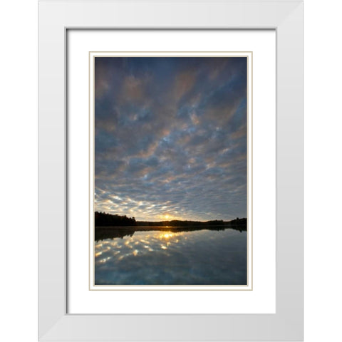 Michigan Sunrise at Petes Lake in autumn White Modern Wood Framed Art Print with Double Matting by Rotenberg, Nancy