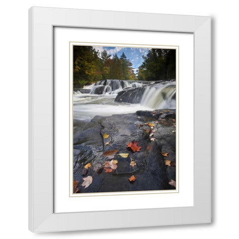 Michigan, Upper Peninsula View of Bond Falls White Modern Wood Framed Art Print with Double Matting by Rotenberg, Nancy