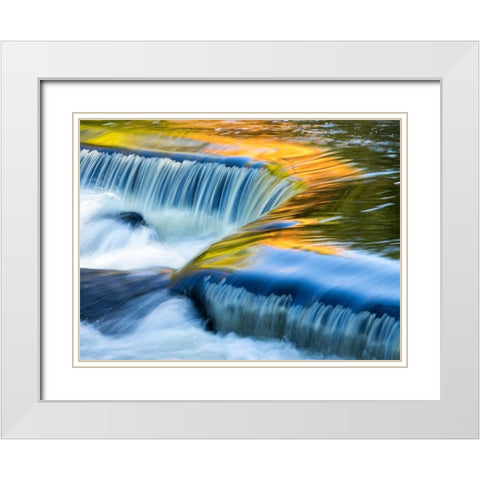 US-Michigan-Upper Peninsula Reflections on Bond Falls White Modern Wood Framed Art Print with Double Matting by Eggers, Julie
